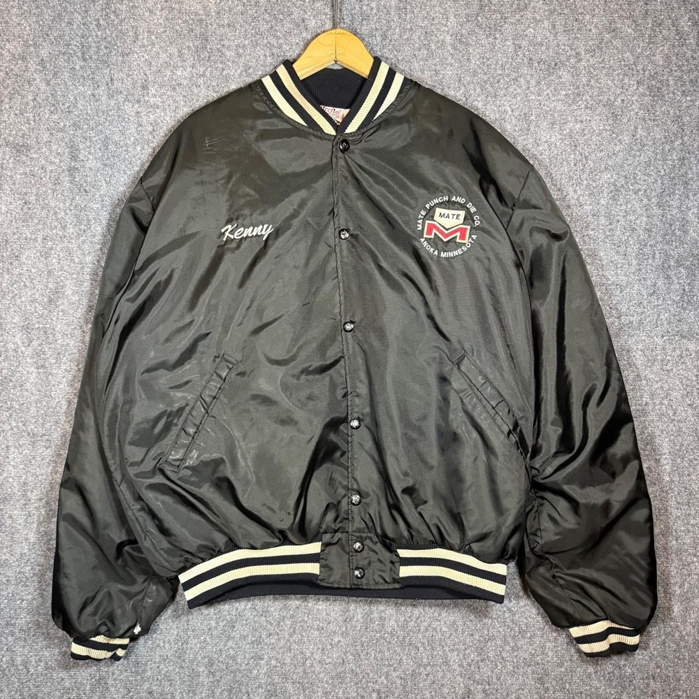 Birdie Richard A Leslie Satin Bomber Jacket Mate Punch and Die Black Mens XL